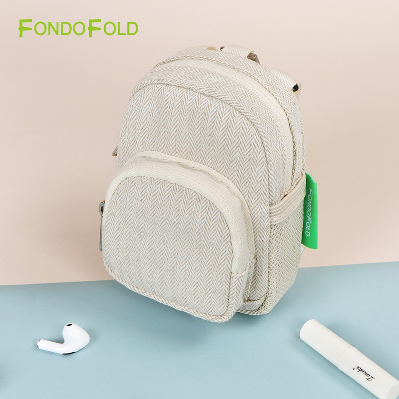 Natural Mini Backpack with Mesh Pocket